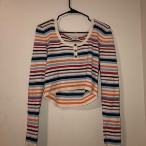 Colorful Striped Cropped LongSleeve